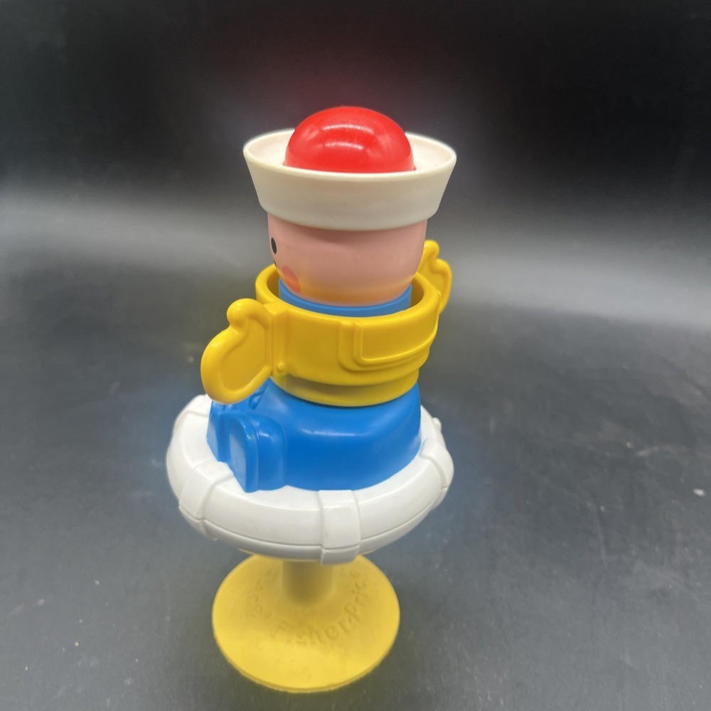 Fisher Price Sailor Baby Rattle Suction High Chair Squeak Toy Vintage 1984 - Picture 3 of 16